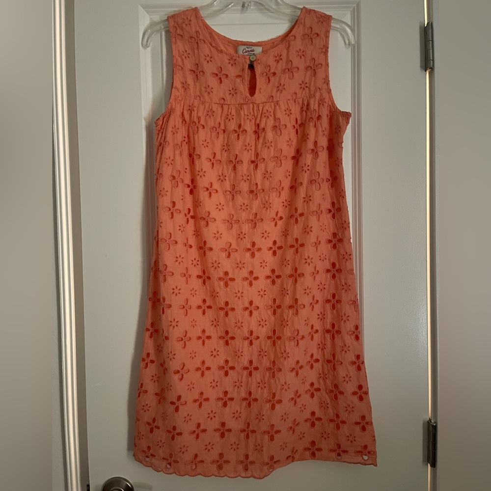 Lands' End Canvas Peach Sleeveless Eyelet Sundress, size 8